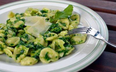 Rukkola pesztós házi orecchiette tészta